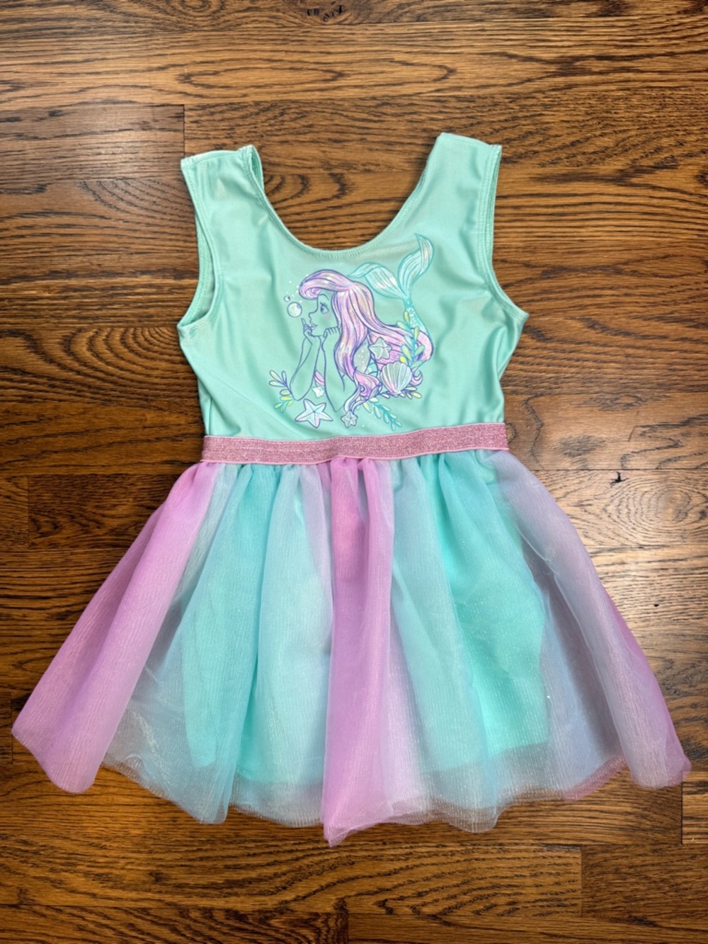 Disney Princess The Little Mermaid Ariel Tulle Tutu Tank Dress Mint and Pink 4T